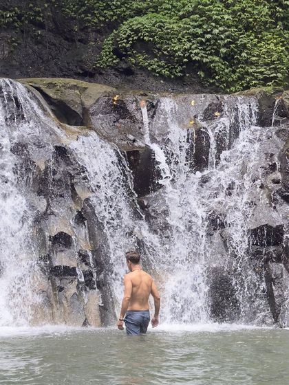 Walking into the falls