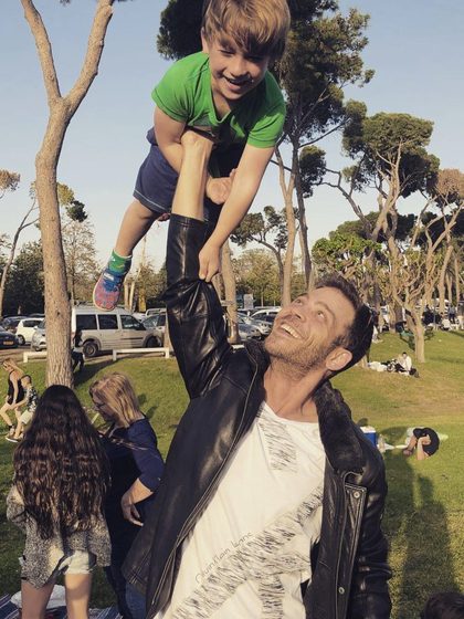 With my son